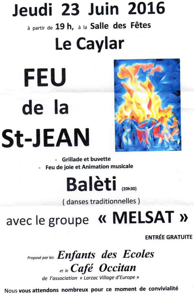 Feu de la St Jean Le Caylar 23 juin 2016